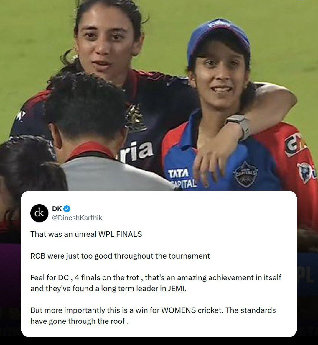 vinitsport5d's tweet photo. Win for women's cricket"

~ Dinesh Karthik posts after the WPL 2026 Final! 🙌
#WPLFinal #WPL2026 #dineshkartik #Congratulationrcb https://t.co/e9xwFp6hK9