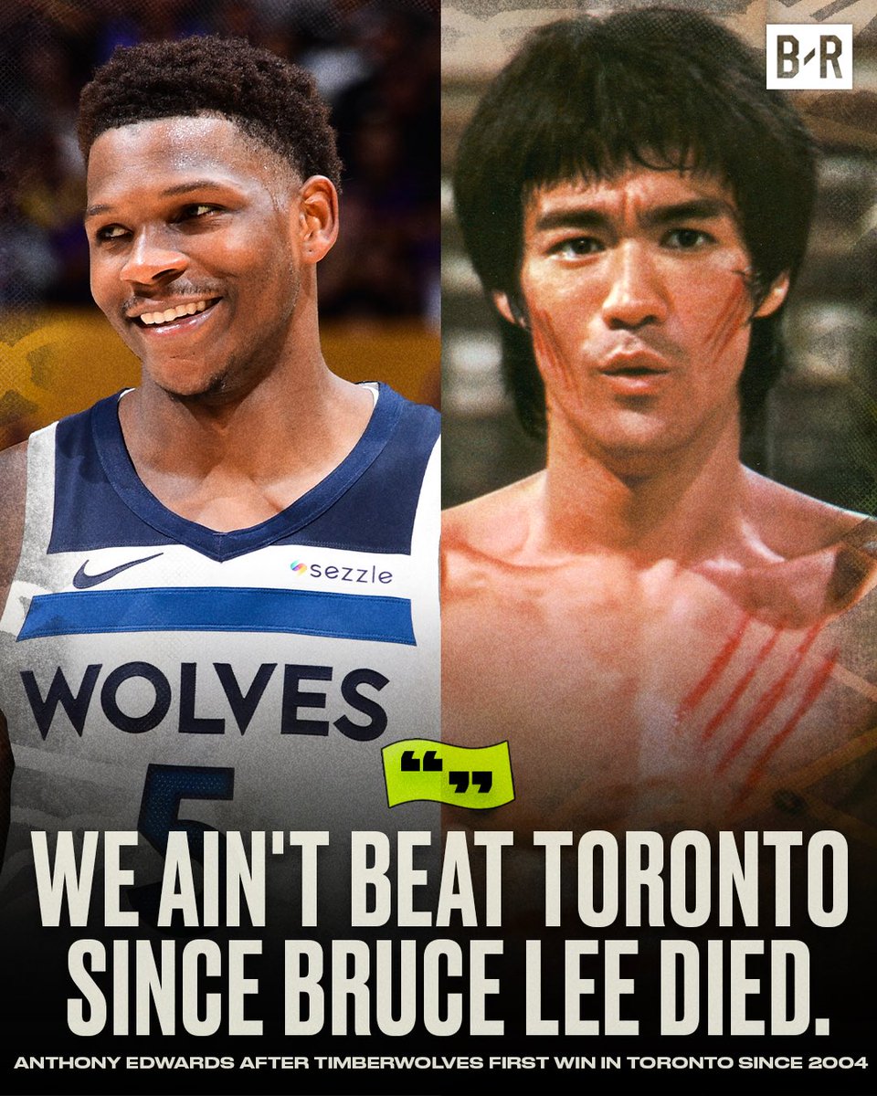 The Timberwolves hadn't beaten the Raptors in Toronto since January 2004 🤯

Bruce Lee passed away in 1973 😅