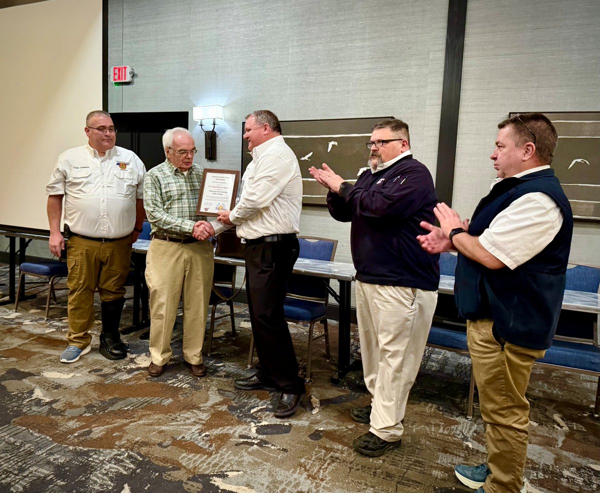Tennfirechiefs's tweet photo. Fire Chief Owen S. Collins has been inducted into the Tennessee Fire Chiefs Association Fire Service HALL OF FAME. Details: https://t.co/7o0x11SJe0 https://t.co/h1RiZm38Y9