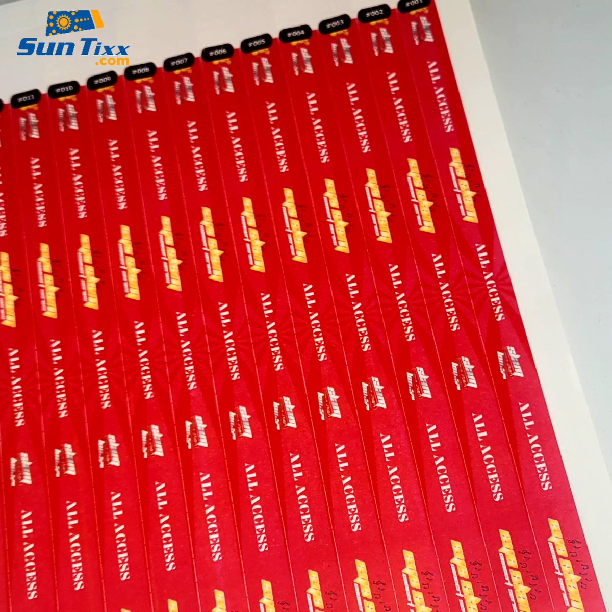 SunTixx's tweet photo. Swipe👉

Throwback to the Eye Slam wristbands — designed and printed by SunTixx.

Behind every smooth event is a solid access system. From ALL ACCESS to BACKSTAGE and VIP, our wristbands help organizers stay in control while guests focus on enjoying the moment. https://t.co/rMmdsqQ7dI