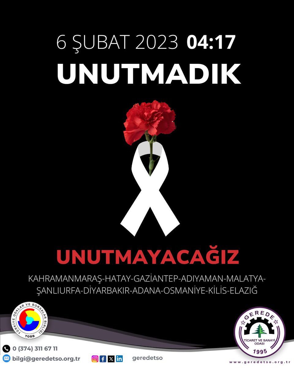 6 Şubat depreminin yıl dönümünde, hayatını kaybeden vatandaşlarımızı rahmetle anıyor; yakınlarına ve aziz milletimize bir kez daha başsağlığı diliyoruz.
#6Şubat #Deprem #Unutmadık