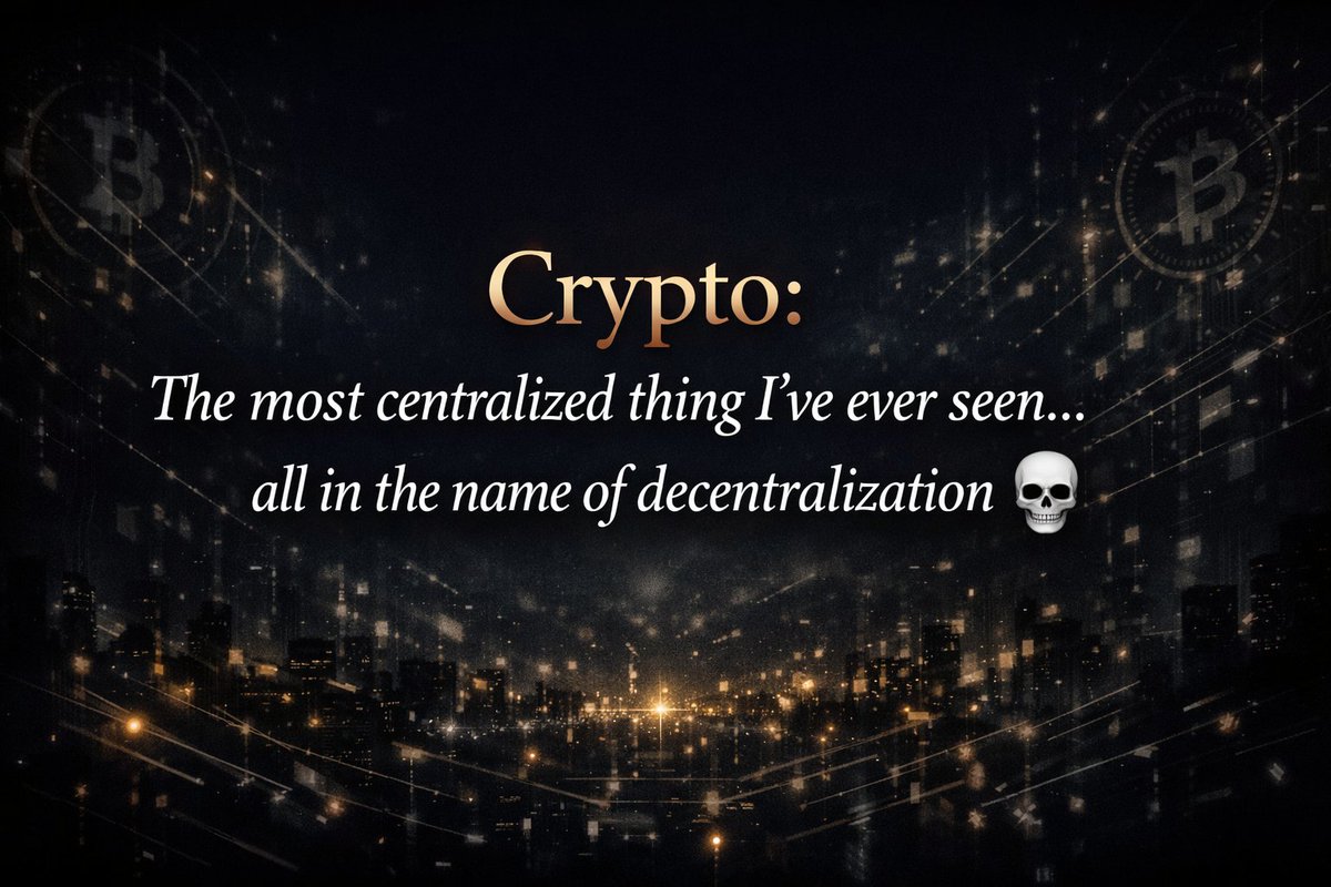 Crypto: The most centralized thing I’ve ever seen… all in the name of decentralization 💀

#crypto #bitcoin #etherium