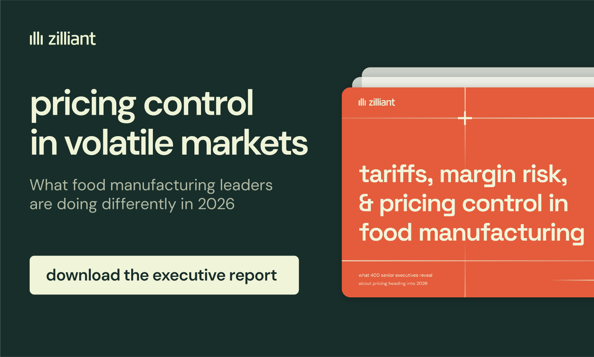 zilliant's tweet image. 🏢 Pricing has moved into the boardroom for food manufacturers.

📊 Costs move continuously. Pricing lags agreements. Margin risk builds.

📄 Our executive report shows where risk is forming.

💡 Download the report 👉 zilliant.com/reports/tariff…

#FoodManufacturing #PricingStrategy