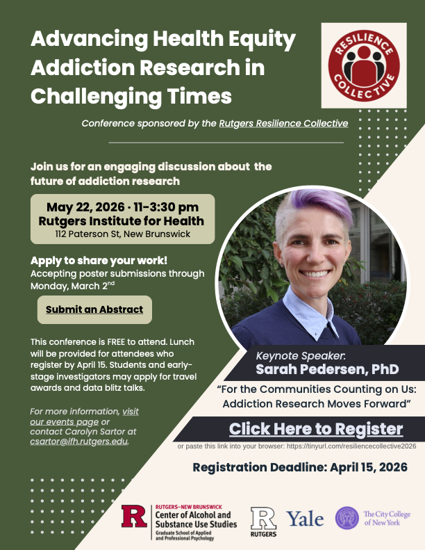 Johnny3594's tweet photo. Please see the flyer below for the Advancing Health Equity Addiction Research in Challenging Times Conference occurring on May 22, 2026 (11 - 3:30PM) at Rutgers Institute for Health.

This conference is FREE to attend. The registration link is here:  https://t.co/8FDlVpkyWT https://t.co/Jfh8l295ID