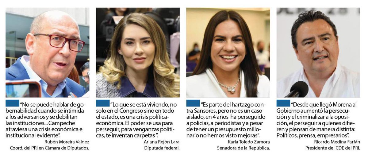 Crisis de gobernabilidad y persecución política en el Gobierno laydista
 
En Campeche el poder se usa para presionar y confrontar en vez de gobernar. Preparan exhortos desde cámaras alta y baja.