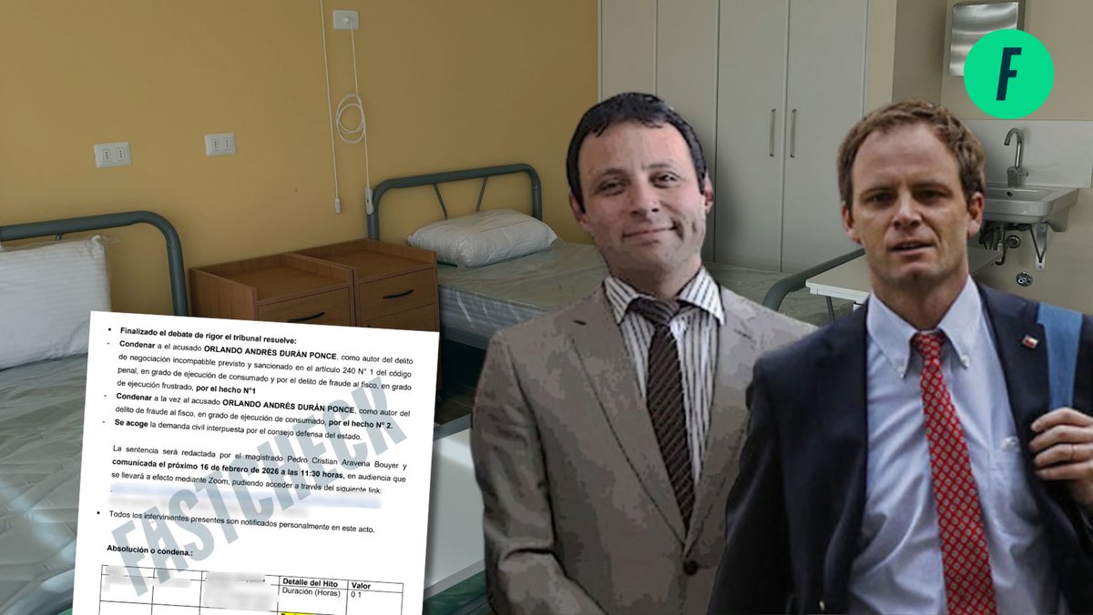 fastcheckcl's tweet image. 🇨🇱 País | Condenan al exjefe de Atención Primaria de Piñera por fraude con las residencias sanitarias durante la pandemia

Lee nuestra nota completa👇
fastcheck.cl/2026/02/05/con…