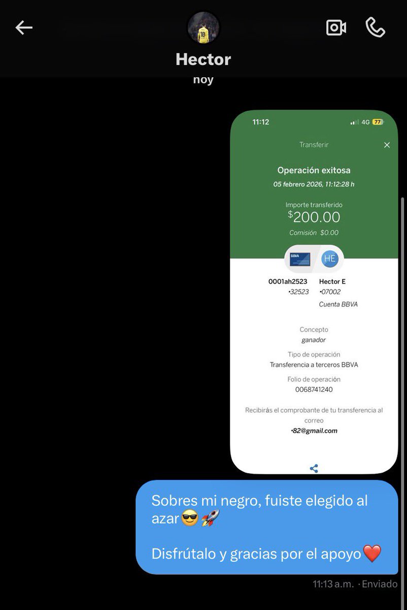 Salió el primer ganador de la transferencia de $200 señores🚀😎

Dejen ❤️🔁 y comenten💬 que dejare 2 más!!!

(SI NO ME SIGUES NO PARTICIPAS)