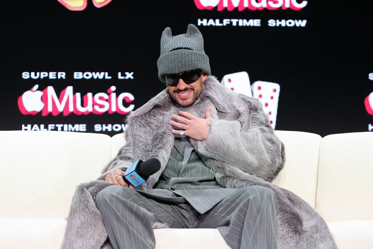 RollingStone's tweet image. Bad Bunny is Super Bowl ready 🏈