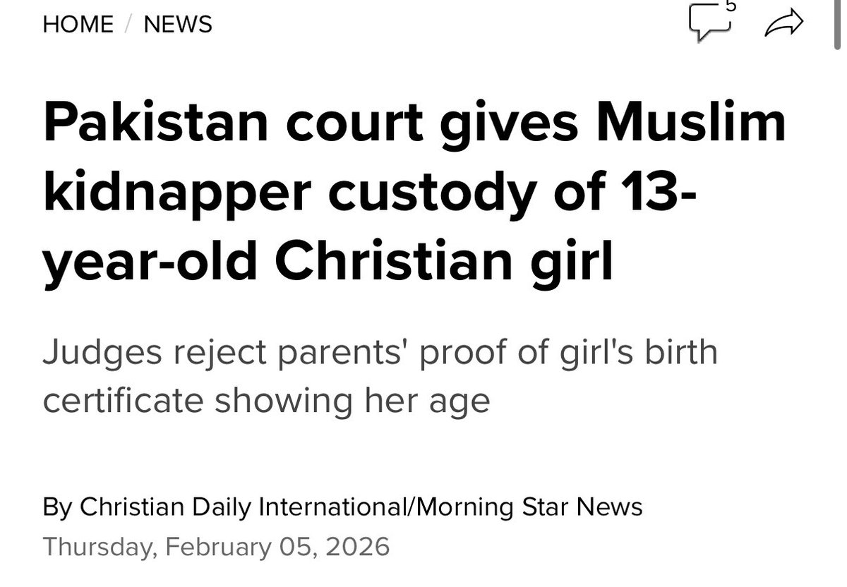 EYakoby's tweet image. BREAKING: A federal court in Pakistan has given custody of a 13-year-old Christian girl to a Muslim man who kidnapped and forcibly converted and married her.
