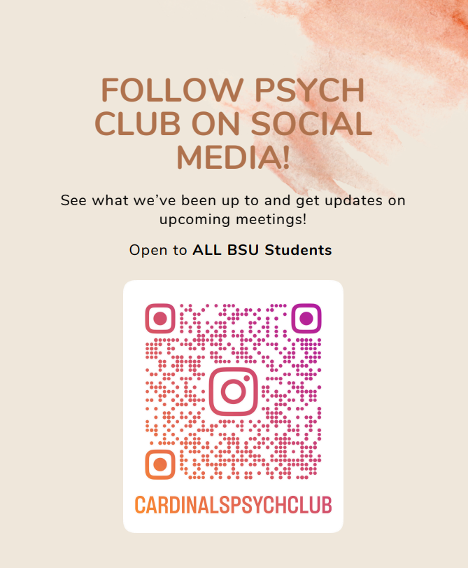 Do you think psychology is fun and interesting? 🧠🧠 Same!  Join Psychology Club. We promise interesting conversations, fun activities, and zero pop quizzes. 🌟 #ballstate #ballstatecsh #BSUPsychSci #psichibsu