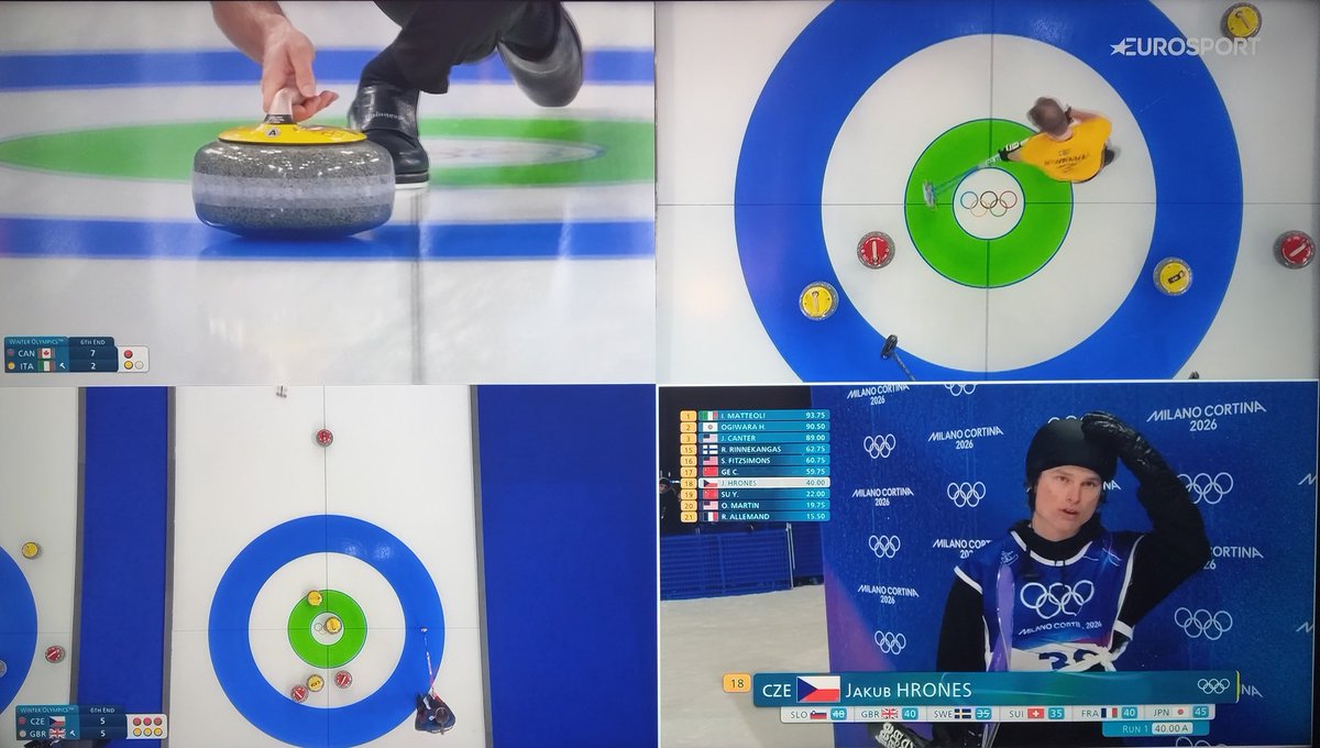 Veramente intrigante l'opzione del Multiview offerta da Discovery+/Eurosport, sarà veramente utile nei prossimi giorni soprattutto quando si accumuleranno gli eventi #MilanoCortina2026 #curling #snowboarding
