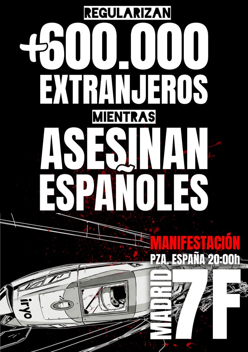 🔴Joven Español, defiende tu nación.

El sábado estaremos apoyando este acto convocado desde redes sociales en contra de la regularización masiva de inmigrantes ilegales.

¡Planta cara a esos que promueven nuestro reemplazo!
