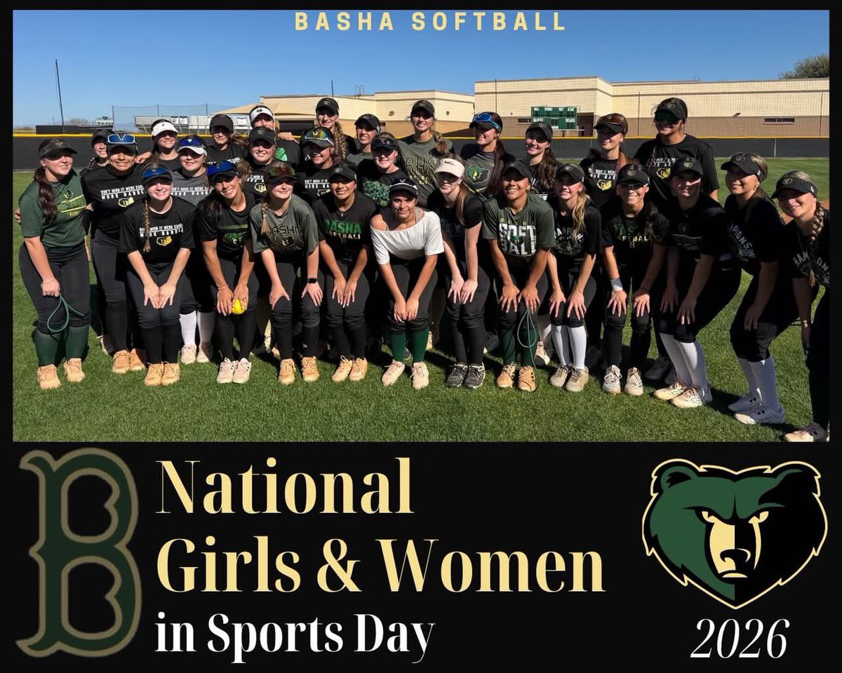 basha_softball's tweet photo. Happy National Girls and Women in Sports Day! Great way to celebrate by being on the field with these ladies!! 🐻🥎

“The potential for greatness lives within each of us.” 
– Wilma Rudolph

#NGWSD #bashasoftball https://t.co/X1ibbbvnld