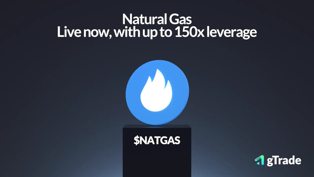 New listing ✨

Natural gas: powering industries and heating economies.
$NATGAS is now tradable on-chain.

Trade with up to 150x leverage: gains.trade/trading#NATGAS…