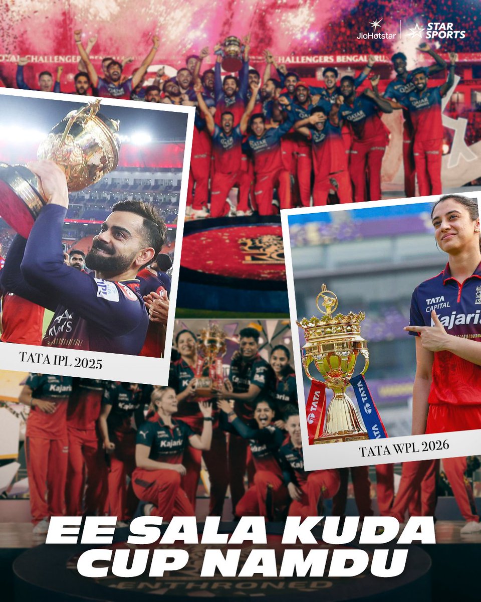 StarSportsIndia's tweet photo. It all started with #TATAWPL 2024, and they’re making it a habit now… ❤️
#RCB become the first franchise to win the TATA IPL and TATA WPL titles in consecutive years! ✌️
#TATAWPL #RCBvDC #TATAWPLFinal https://t.co/4HT7izlZPW