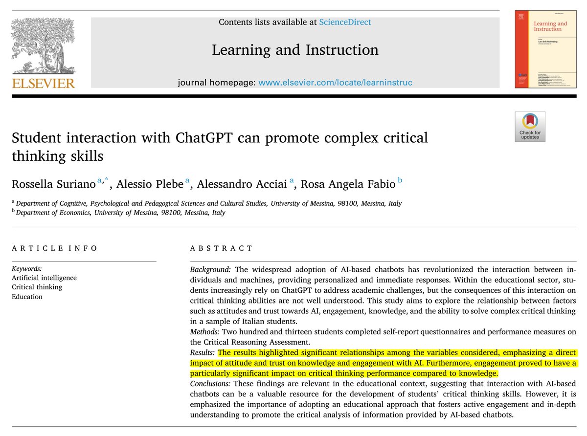 ChatGPT eleştirel düşünmeyi artırıyor; çünkü bilgi vermekten çok, sizi gerekçe üretmeye ve varsayımlarınızı savunmaya zorluyor. 
Bu yüzden, yapay zekâ nesli, ansiklopedi neslinden çok farklı olabilir.