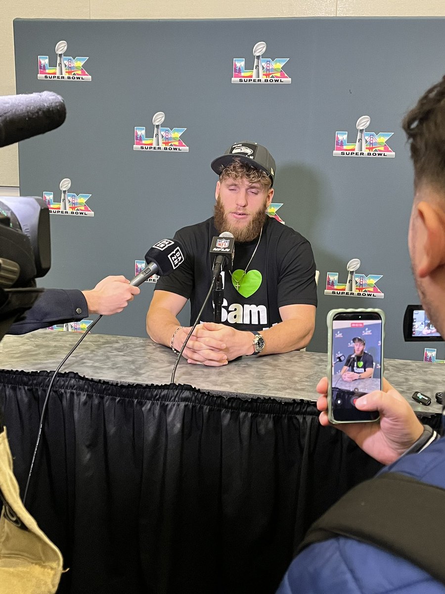 Cooper Kupp wearing a t-shirt that says “I 💚 Sam Darnold” 

(Me too, Coop)