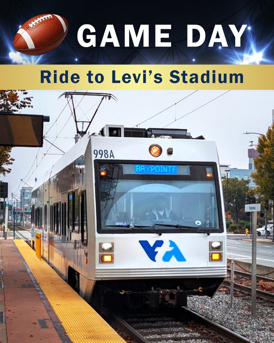 Skip traffic and parking stress on game day🏈🚉<a href="/VTA/">VTA</a> gets fans to Levi’s Stadium with ease so you can focus on the game, not the commute. Proud to support transit that keeps big moments moving! 📸IG credit @transitphotos_bayarea
#SuperBowl #SBLX #VTA #Kinkisharyo #LevisStadium