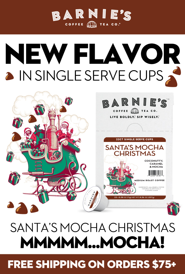 Now available in 22ct. Single Serve Cups! Santa's Mocha Christmas Coffee combines the flavors of mocha, coconut, and sweet caramel for something extraordinary for the season. You love Santa's White Christmas with Vanilla, why not Santa's Mocha Christmas with Chocolate flavors?