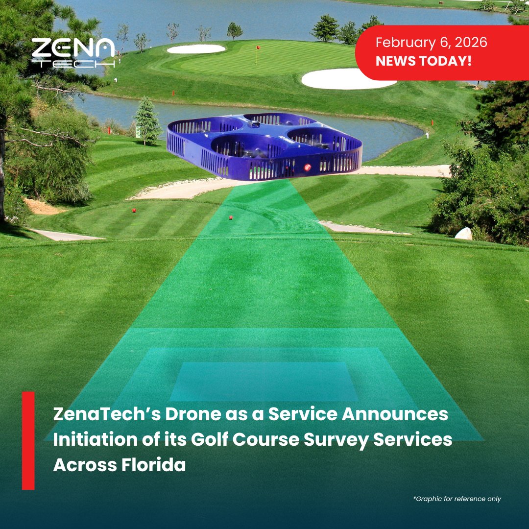 ZenaTech announces the expansion of its Drone as a Service (DaaS) platform with the launch of specialized golf course survey and mapping services. The initial rollout will take place in Florida, with plans for broader U.S. expansion. Over the past year, the company has completed