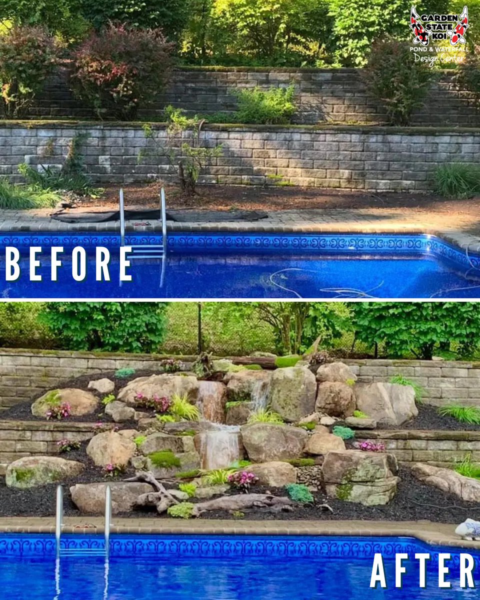GardenStateKoi's tweet image. Before was fine. After is everything. ✨ Our custom water features turn your property into a place to relax, unwind and enjoy. #BackyardTransformation #LandscapeDesign #OutdoorOasis
