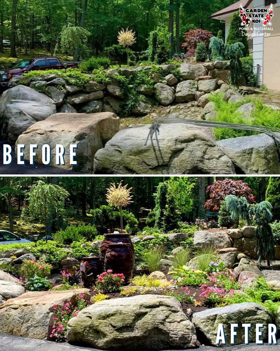 GardenStateKoi's tweet image. Before was fine. After is everything. ✨ Our custom water features turn your property into a place to relax, unwind and enjoy. #BackyardTransformation #LandscapeDesign #OutdoorOasis