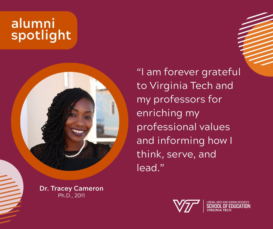 VaTechSOE's tweet image. Big Hokie congrats to Dr. Tracey Cameron (Ph.D. ’VT) on being named an @ACPA Diamond Honoree 🎓🧡 She credits her Hokie mentors for shaping how she leads and serves. 

#HokieNation #StudentAffairs