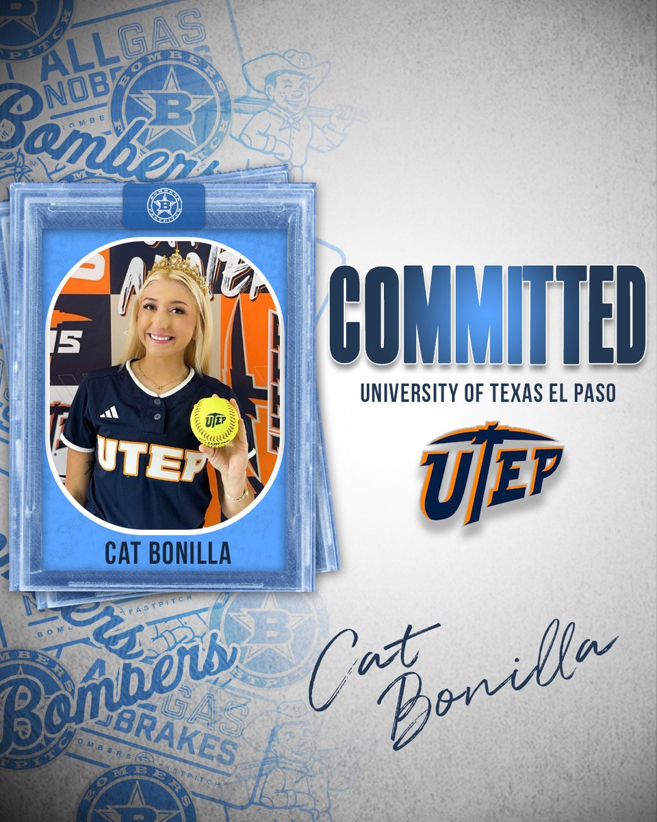 Congrats to Bombers Gold American 16U player Cat Bonilla and her family. Cat has committed to play softball for the University of Texas El Paso! #BlueBloods #collegecommit #bombernation