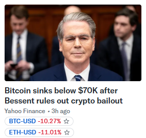 This is such an idiotic headline ... the entire ethos/origin of Bitcoin stems from anti-bailout, anti-big government, anti-fiat, anti-centralization sentiment born out of the 2008-09 crisis. It cannot, should not, and does not want to be "bailed out," whatever that means here