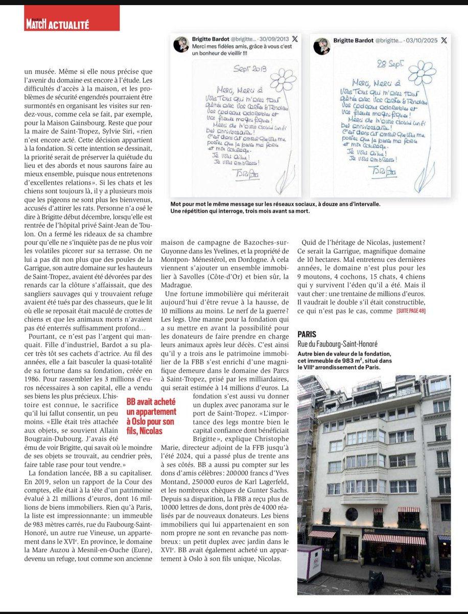 Celine92A's tweet photo. @HenryJeanServat @FBB_Officiel Brigitte Bardot, d’après ce dernier article de Paris Match, aurait vécu l’indignité la plus totale avant son décès ainsi qu’une mise à l’isolement terrifiante par son époux (non marié civilement). C’est très grave ! https://t.co/ZRMY19g9wD