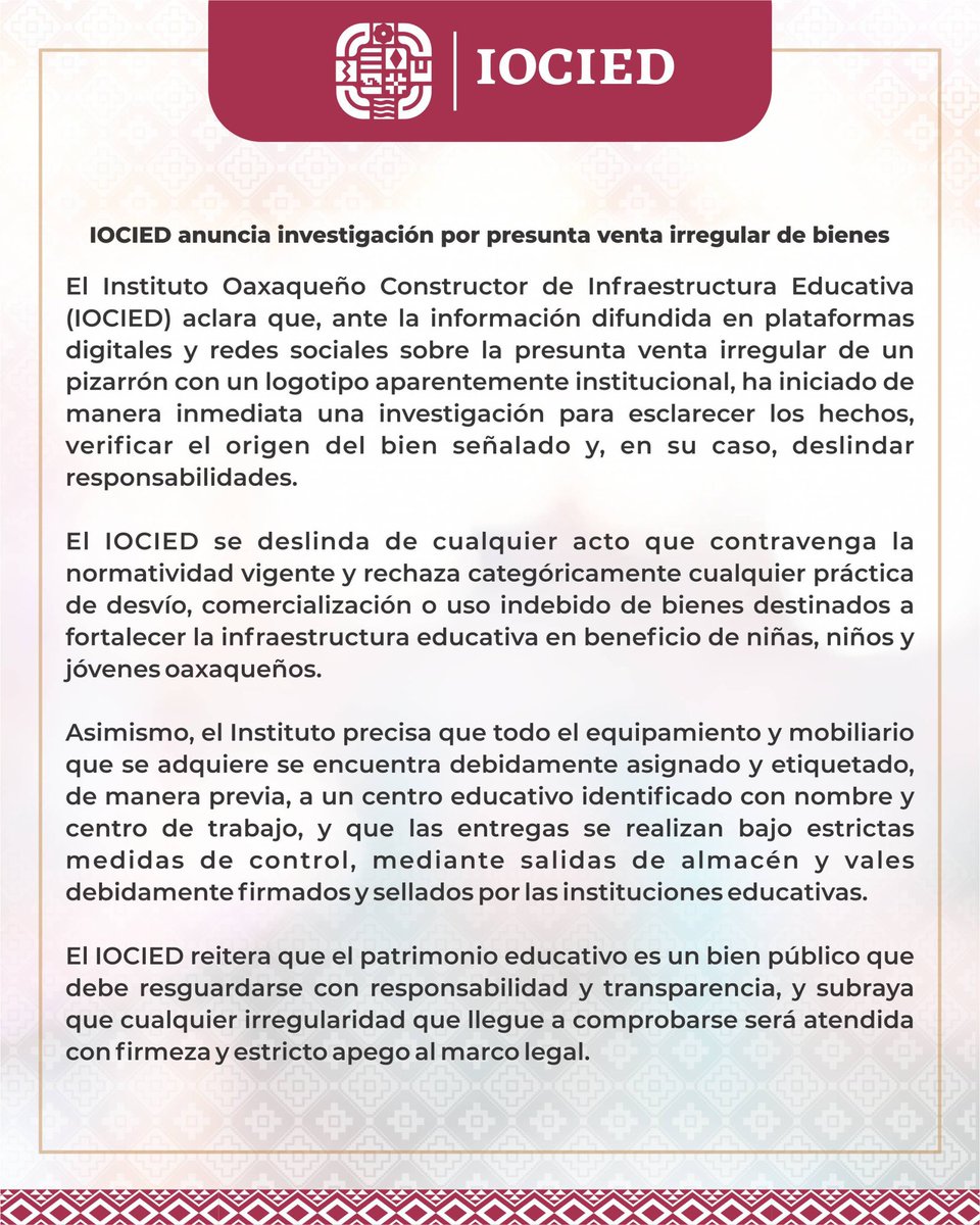 Ante la nota que circula en redes sociales, el IOCIED hace la siguiente precisión: