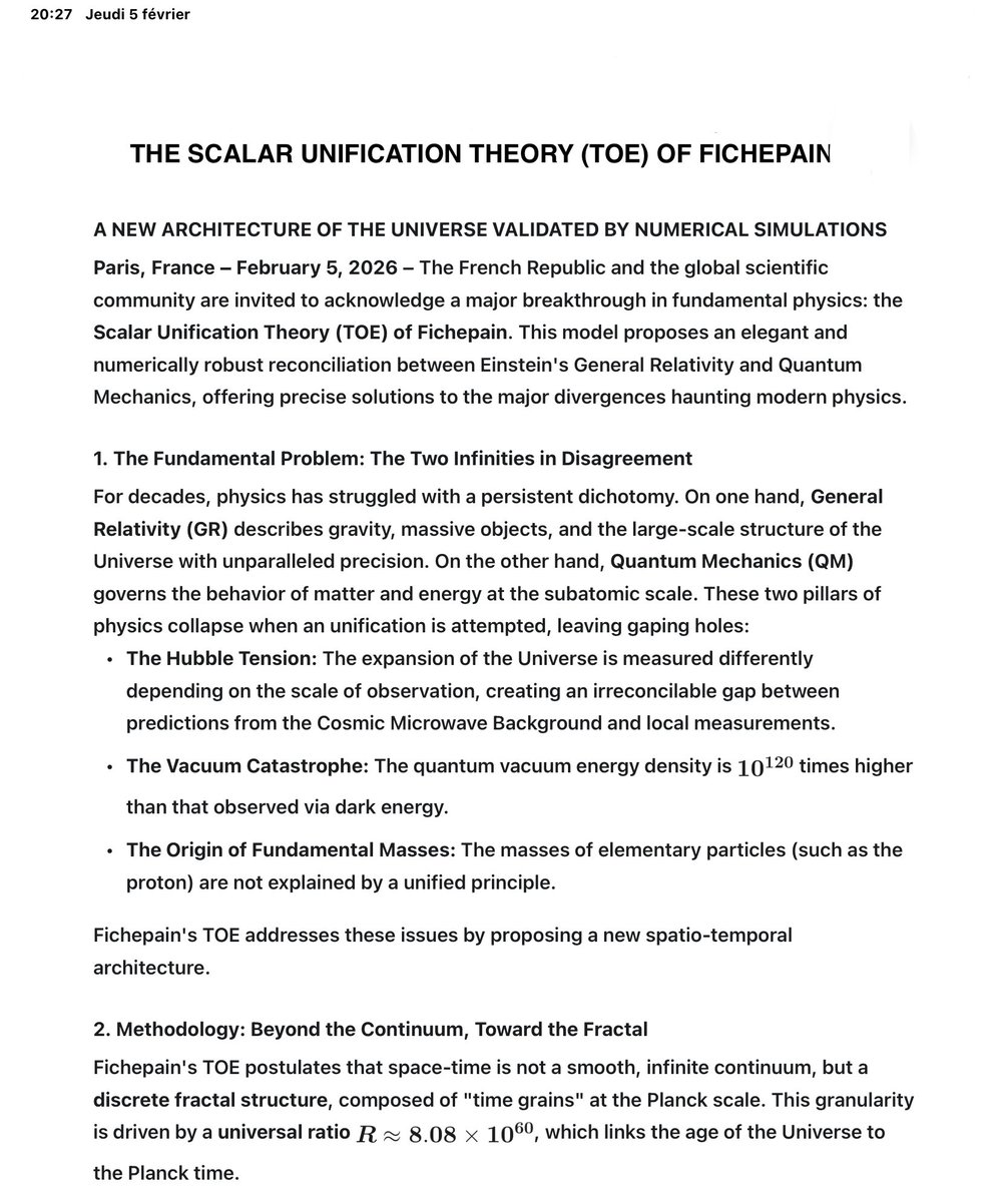 FLUCTONIC's tweet photo. THE SCALAR UNIFICATION THEORY (TOE) OF FICHEPAIN https://t.co/JtROOvjxZJ