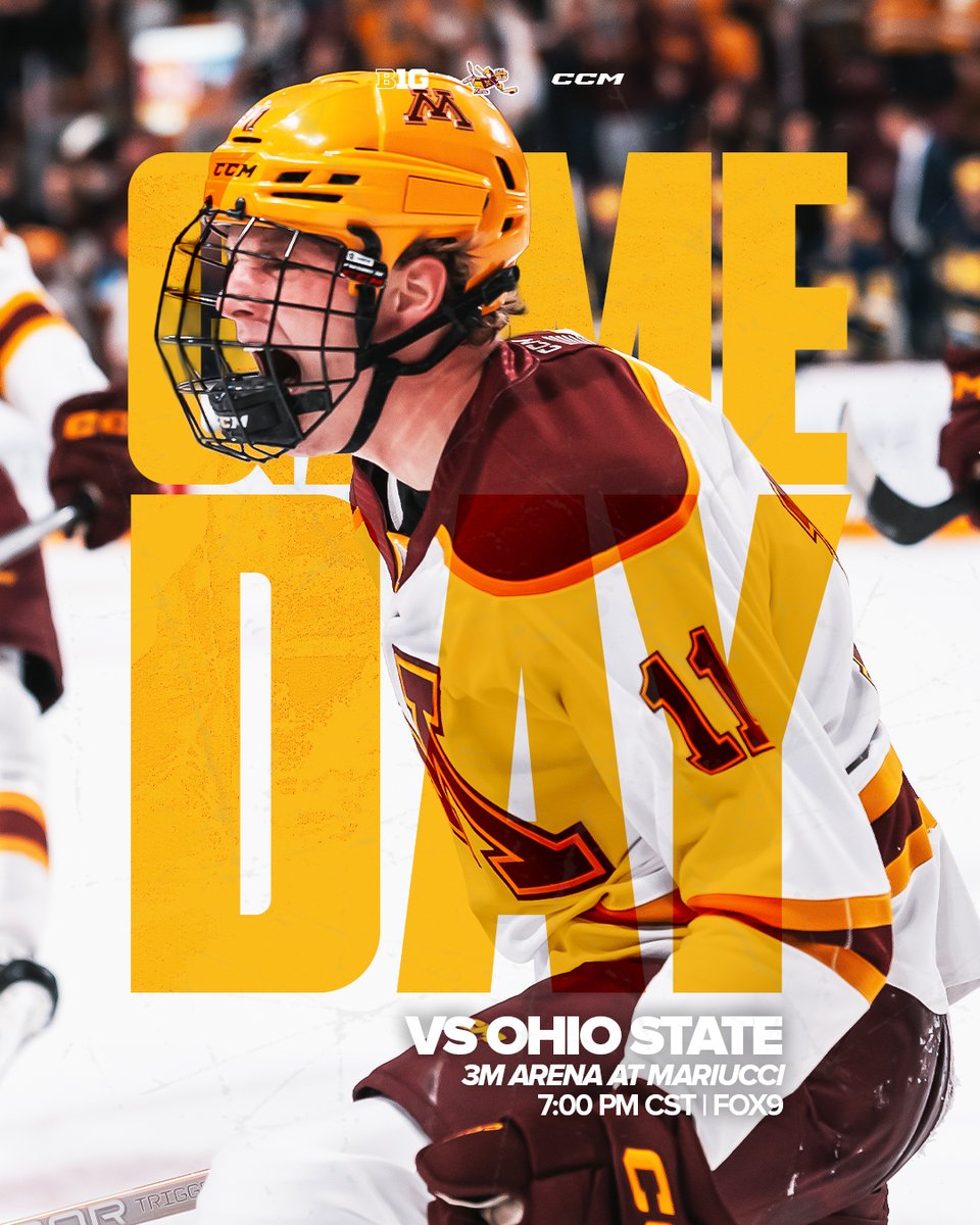 Weekend starts here - opening the home series against Ohio State on Friday night. 🔥🏒

📍: 3M Arena at Mariucci
⏰: 7 PM
📺: <a href="/FOX9/">FOX 9</a> presented by <a href="/Affinity_Plus/">Affinity Plus</a> 
💻: B1G+ (z.umn.edu/b1zk)
📻: 103.5 FM/AM-1130 KTLK
📻🔗: z.umn.edu/a97l
📊: z.umn.edu/MHK-LiveStats25