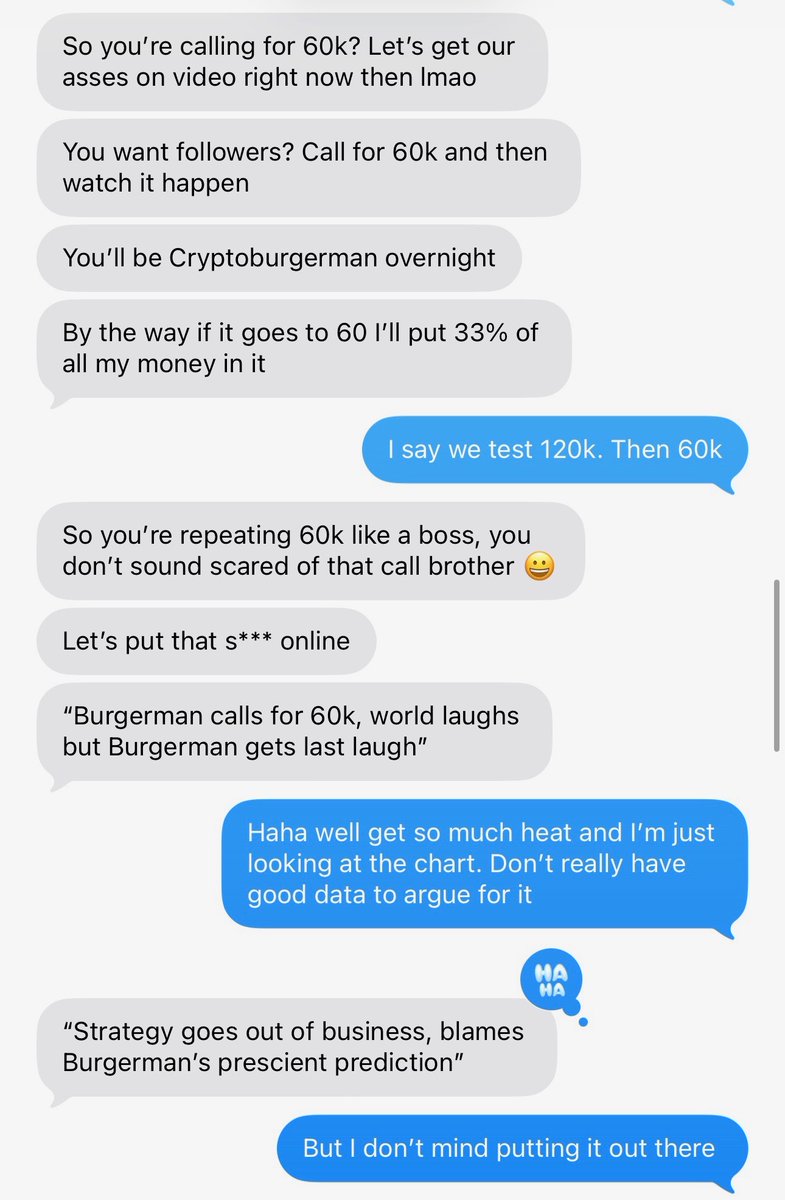Here's a conversation I had with <a href="/BobBurgerGuy/">Bob 🍔</a> all the way back in June of 2025 that he just sent me to remind me how right he always is. He doesn't even play $BTC and he's looking pretty smart right about now.

Whatever he says, I'd listen...