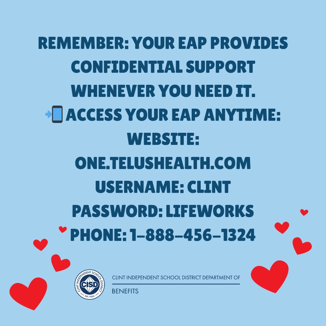 ClintBenefits's tweet photo. February is #HeartMonth Small preventive steps like staying active, eating balanced meals, and keeping up with routine checkups can make a big difference. 
Remember, our EAP is here to support you manage stress &amp; improve wellness habits. Take care of your heart.Take care of YOU❤️ https://t.co/vPeOcNiBKE