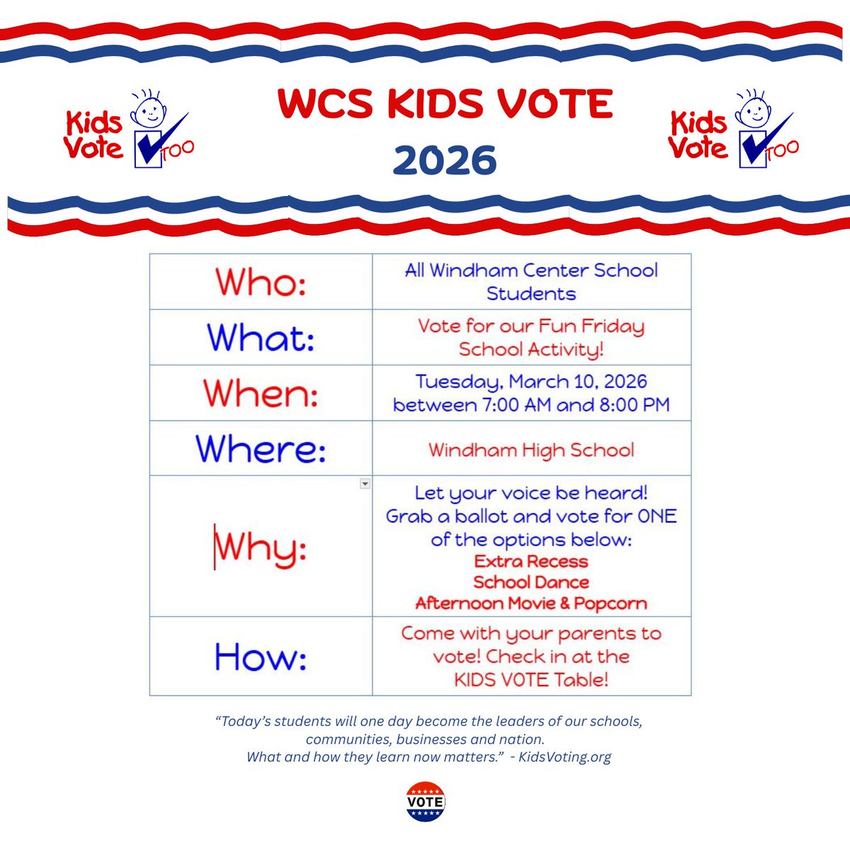 #KidsVoteToo #windhamsd #windhamnh