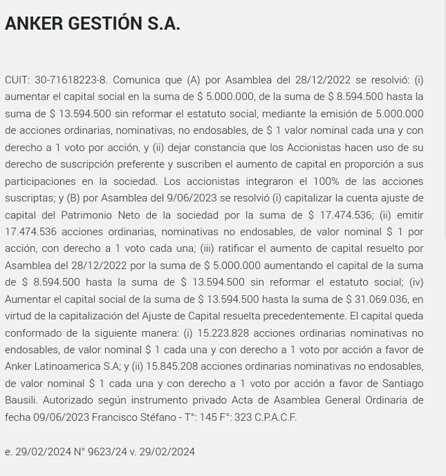 ⛔️🚨❎ Bausili(Presidente del Banco Central), tiene una sociedad offshore que comparte con su amigo Luis Caputo y que no está declarada. Por eso no quieren decir a dónde está el oro de todos los argentinos, porque lo vendieron y esa guita la fugaron a sus sociedades offshore.