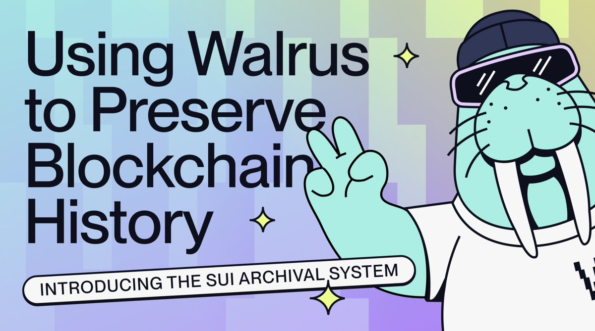 WalrusProtocol's tweet photo. ⚡️ Blockchains execute transactions, but they don't automatically preserve history. Nodes prune data, providers go offline, and critical records become harder to access and verify.

The Sui Archival System, powered by Walrus, solves this. 30TB of Sui's checkpoint history is now publicly accessible and verifiable. No single provider. No proprietary databases.

This isn't just for Sui. It's a design pattern for any system where historical data matters. Settlement, risk management, governance, AI decision-making. Same approach, different data.

Chain-agnostic, open source and ready to use 🦭