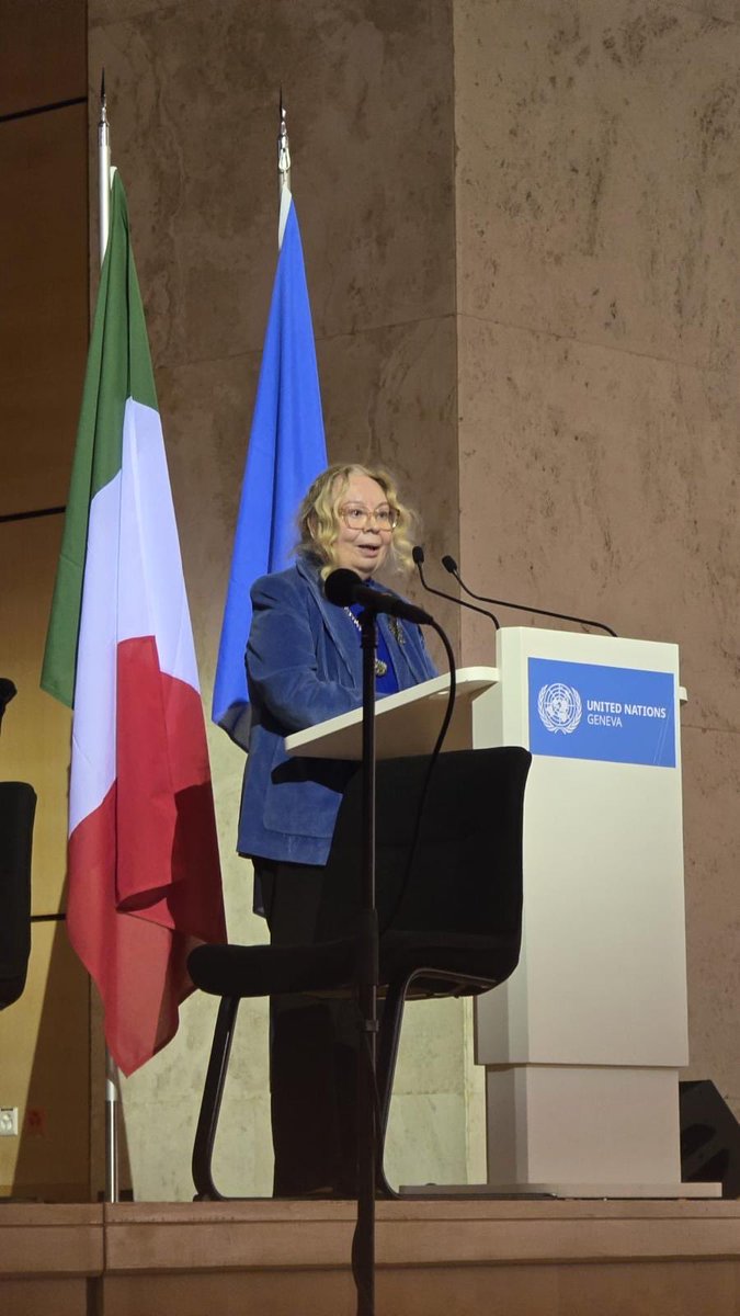 ItalyUN_Geneva's tweet photo. A unique concert blending #music, #cinema, #digital technologies &amp; Southern Italy #cultural heritage to launch the 2026–28 mandate at @UN_HRC.  
Full house at Palais des Nations: culture fostering dialogue, mutual understanding &amp; #peace among nations. 🙏🏻 to #Music4D Orchestra! https://t.co/Bylz0gHz3o