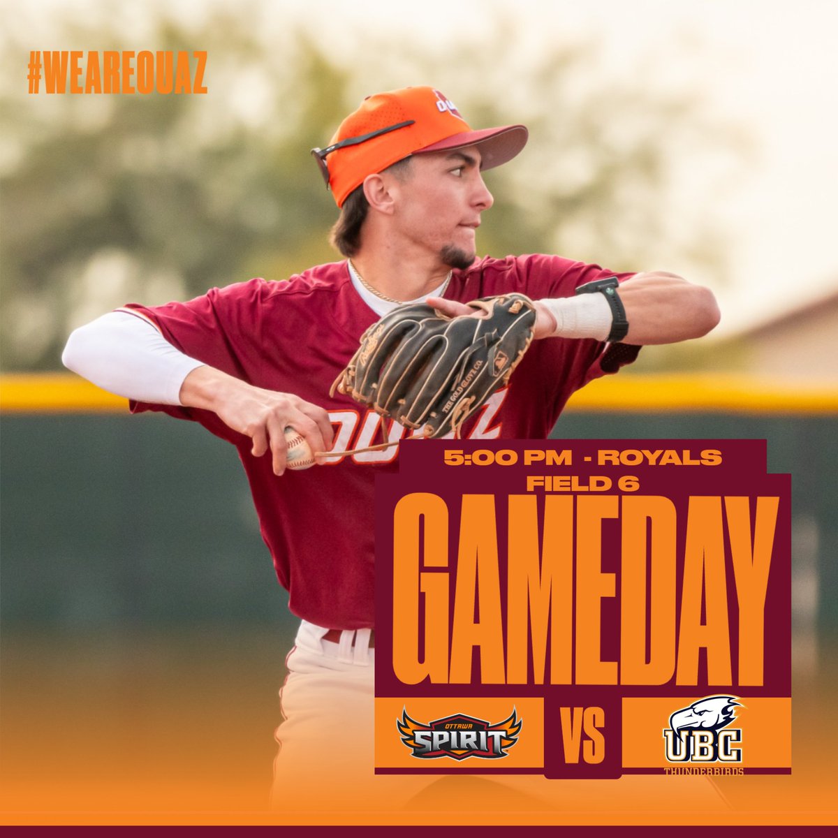 <a href="/OUAZBaseball/">OUAZ Baseball</a> GAMEDAY

🆚: #10 UBC
⏰: 5:00 PM (MST)
📍: Surprise, Arizona
🏟️: Surprise Stadium
📊: tinyurl.com/49vwkfn8
📺: tinyurl.com/ycxntj4a
 
#WeAreOUAZ