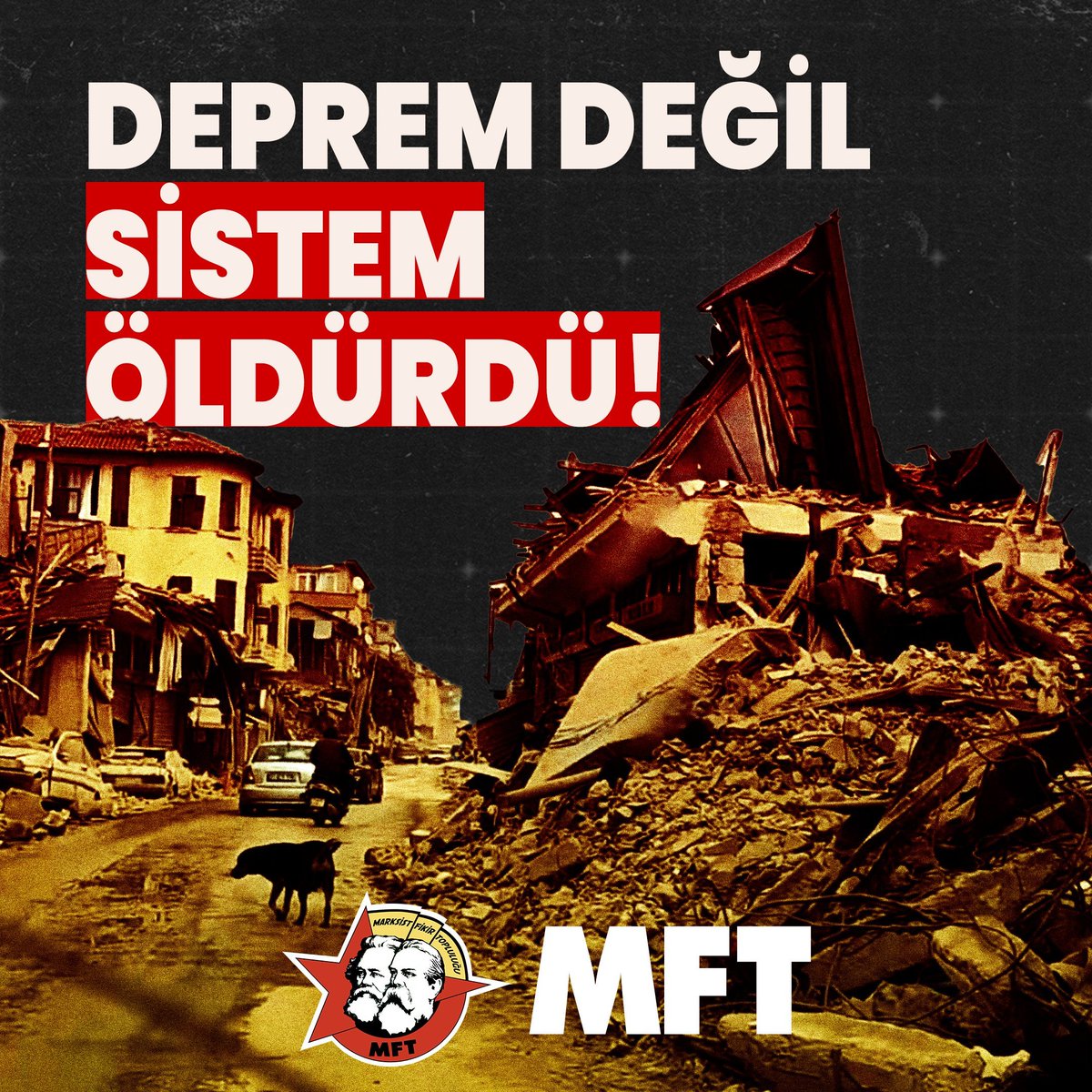 Deprem Değil Sistem Öldürdü

On binlerce yurttaşımızı deprem değil, AKP ve onun afetleri katliamlara çeviren politikaları katletti. Halkı enkaz altında bırakanlar, bugün hâlâ lüks saraylarında yaşıyor!

Yaşamlarımızı tehdit eden bu sistemden kurtulmak; katillerden, sorumlulardan