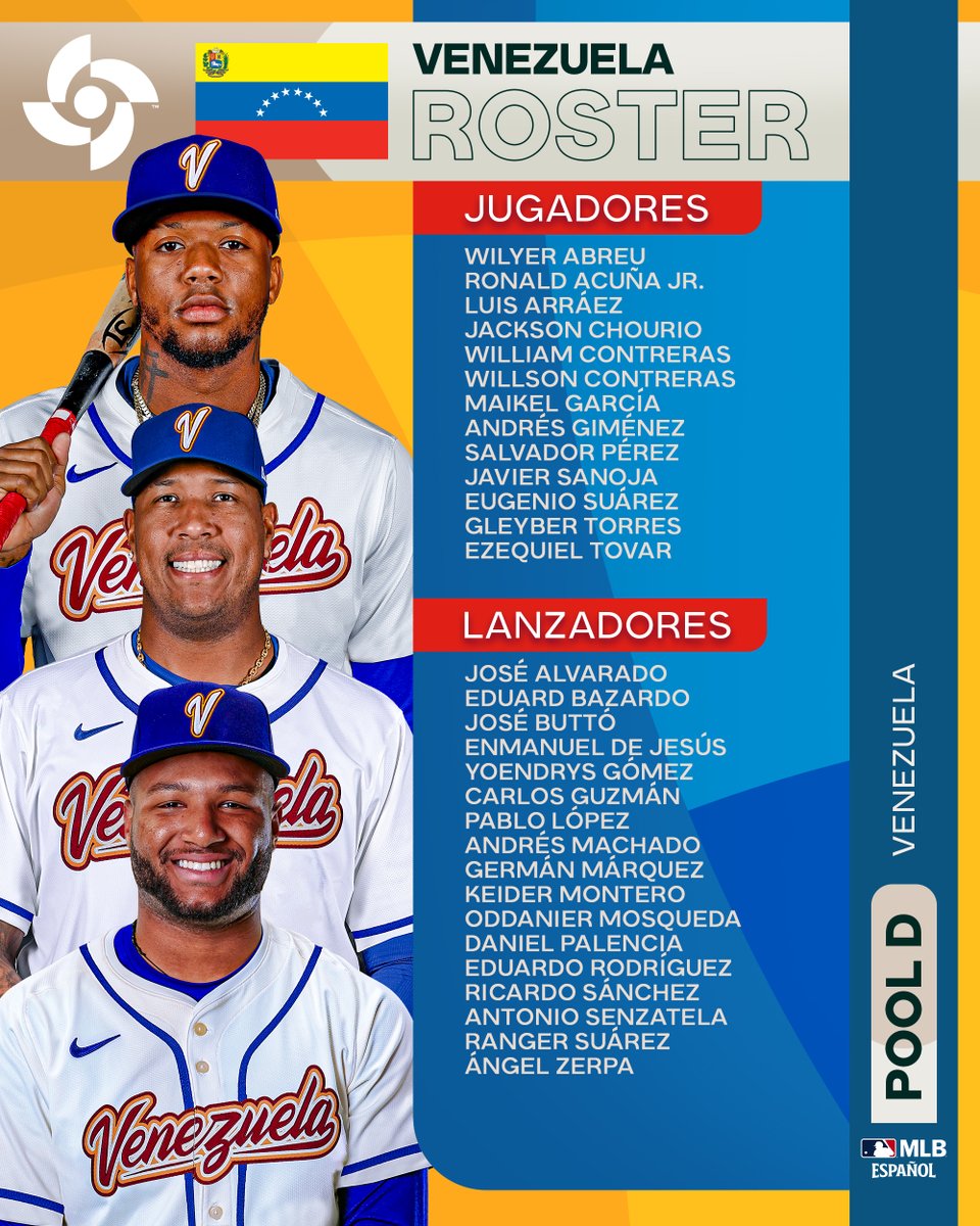 ¡Venezuela! ¡Estos son los jugadores que los estarán representando en el World Baseball Classic 2026! 🇻🇪