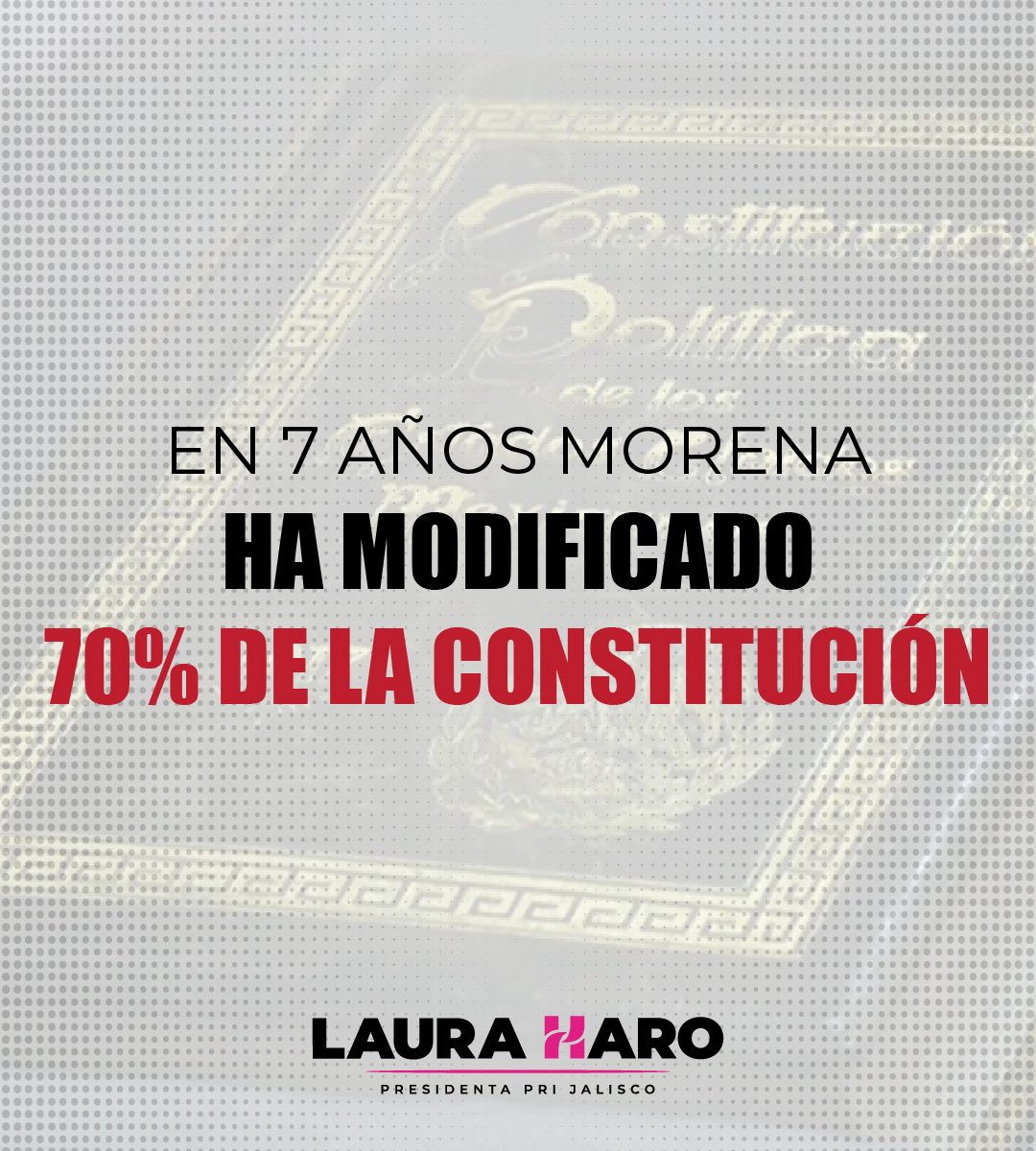 Nuestra Constitución Política fue un referente a nivel mundial por ser un faro para la justicia, la igualdad y los derechos fundamentales. Fue también el cimiento de nuestra nación; pero en 7 años, Morena la ha modificado casi en su totalidad a su conveniencia.

Cómo se extrañan