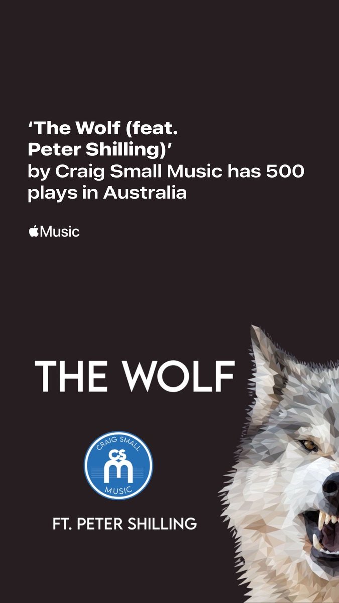 CraigSmallMusic's tweet photo. Thank you everyone that has streamed #TheWolf on ⁦@AppleMusic⁩ 🤘 https://t.co/0k1mQ9tT3t