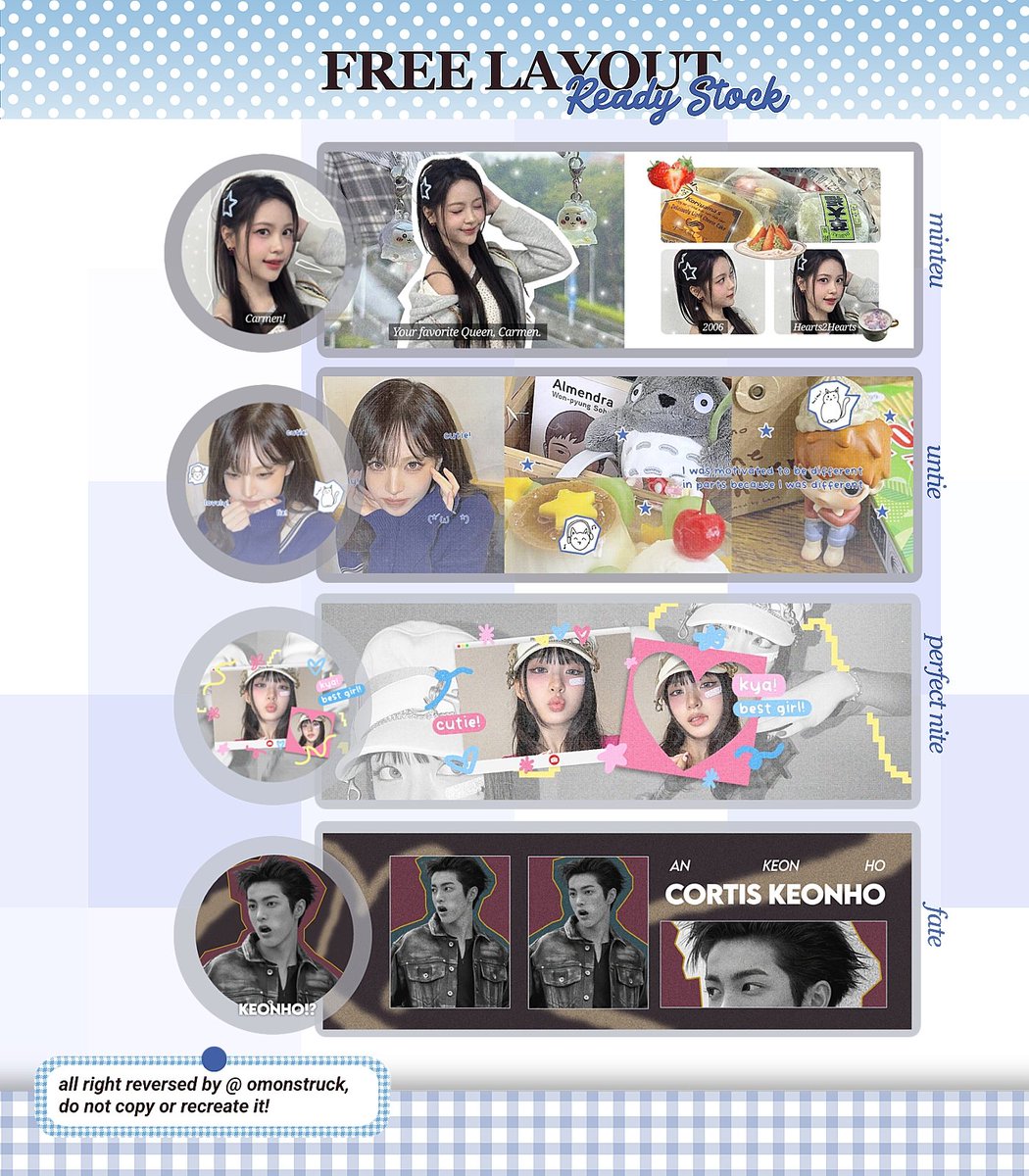 omonstruck's tweet image. help repost? thanks a bunch! 🩷

hai semua! dalam rangka apresiasi Frederick (@LDELAKI) karena sudah hebat sejauh ini, ada 4 FREE LAYOUT READY STOCK yang bisa kamu claim hari ini!

💫 : by REPLY
⏰ : sekarang sampai jam 20.00

SCROLL DOWN FOR MORE DETAILS! #zonauang