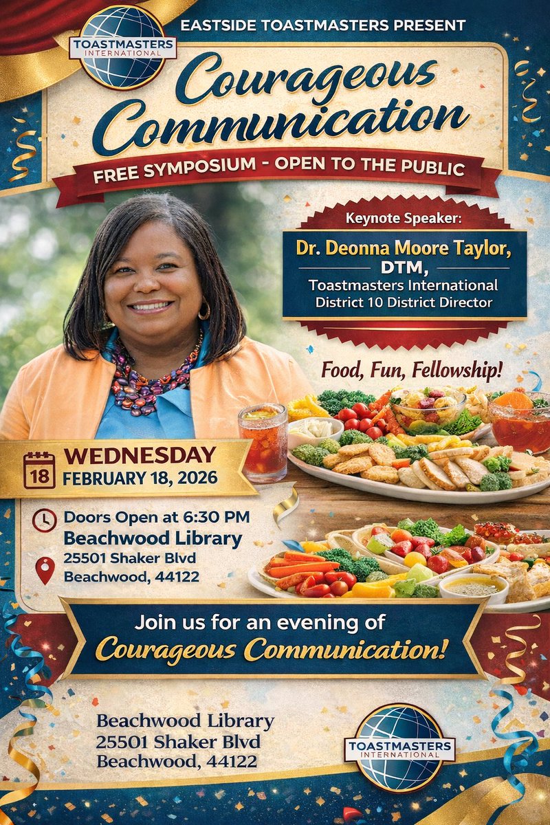 You’re Invited!  To a FREE community symposium you won’t want to miss!
Keynote Speaker:   Dr. Deonna Moore Taylor, DTM
📅 Wednesday, February 18, 2026
⏰ Doors open at 6:30 PM @ Beachwood Library
Open to the public— strong communities start with brave conversations. 💬✨