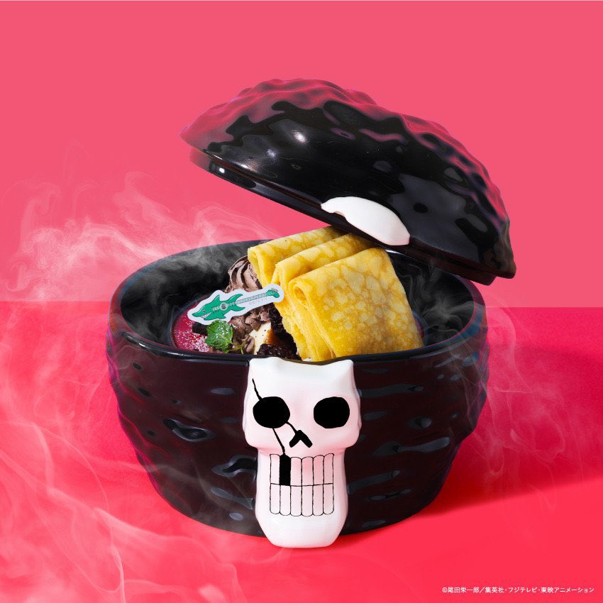 OPMerchandise's tweet photo. Here’s a look at Brook Head Bowl that will be available for sale at the “ONE PIECE CAFE GENE” collaboration cafe!

The cafe runs from February 7 into Spring 2026.

🇯🇵: April 1, 2026

#OnePiece https://t.co/vjwxQ5woP7