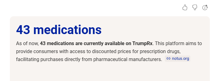 Andie00471's tweet photo. Went to TrumpRx. Couldn't figure out what I was doing wrong ? I could only bring up a list of 43 meds. Compare to CostPlus from Cuban which has over 6,000. Who the fuck rolls out a website with 43 products out of 1000s. My local discount carpet guy has more!...it gets better... https://t.co/zr4FZaNmo7