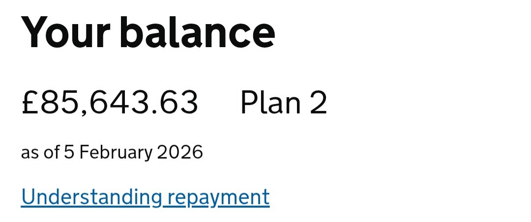 raip1312's tweet photo. @OliDugmore I left uni in 2017with circa.55k debt plus 9.5k interest.  I've paid student loan every month since 2017 - and my loan outstanding is now £85k!

We were never told this! How is this allowed to happen

I'm Glad you're speaking up about it https://t.co/Z8BjDdwJ05