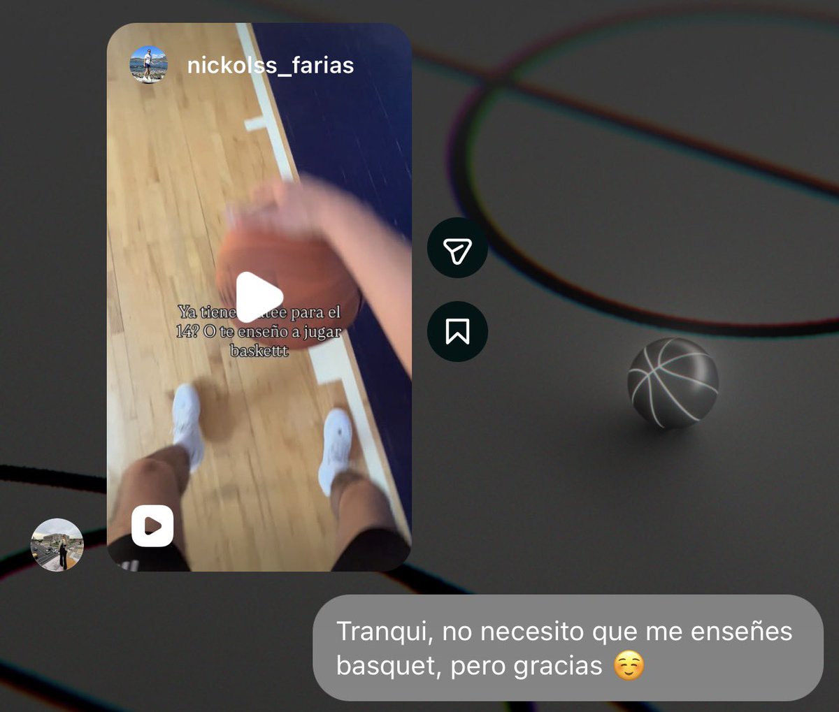 Jaja quiere enseñarme a jugar al basquet el 14 de febrero. Pobre, no sabe que jugue 17 años y ya se 😅